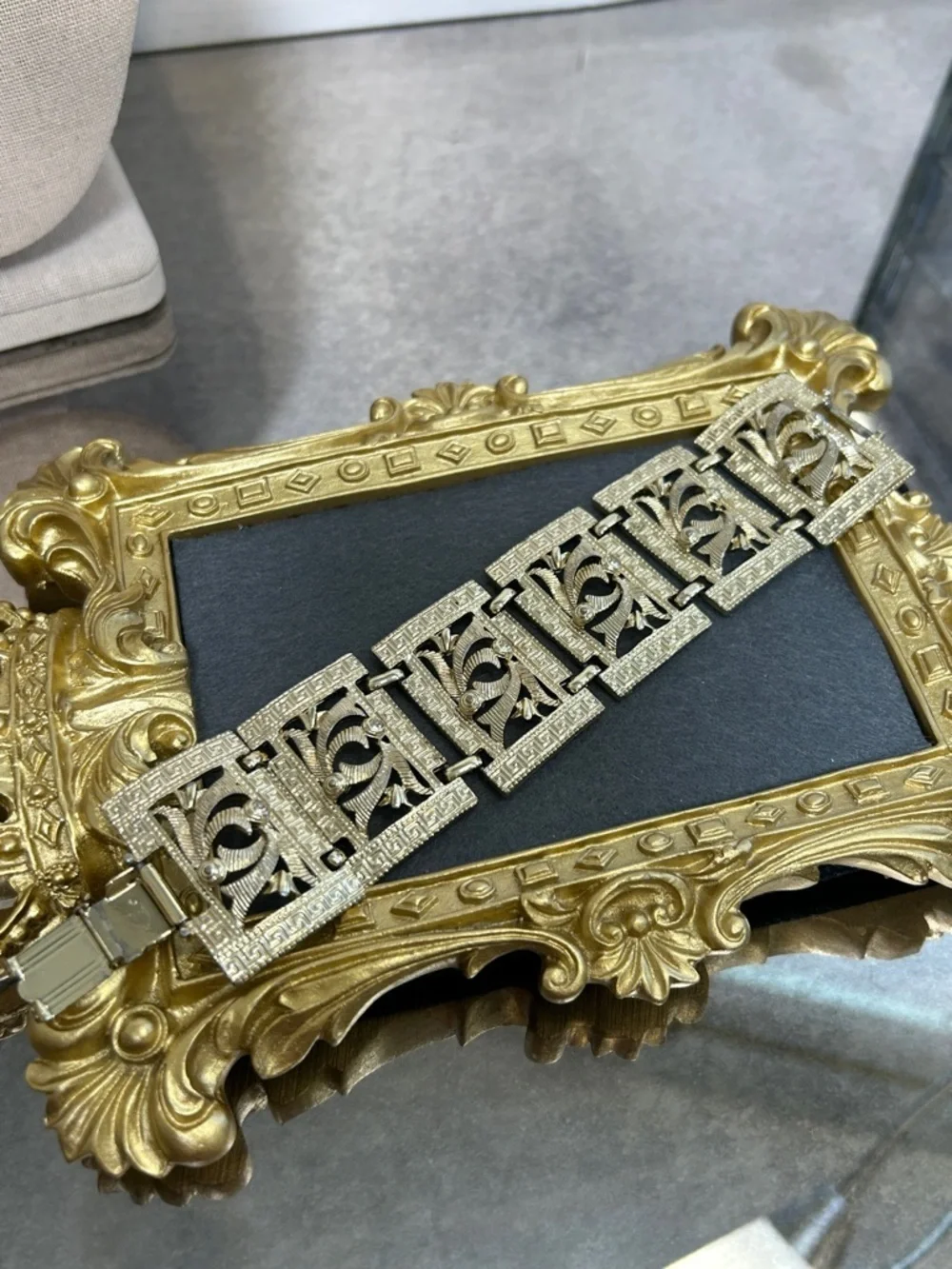 Vintage Gold-Tone Filigree Panel Bracelet - Women Accessories